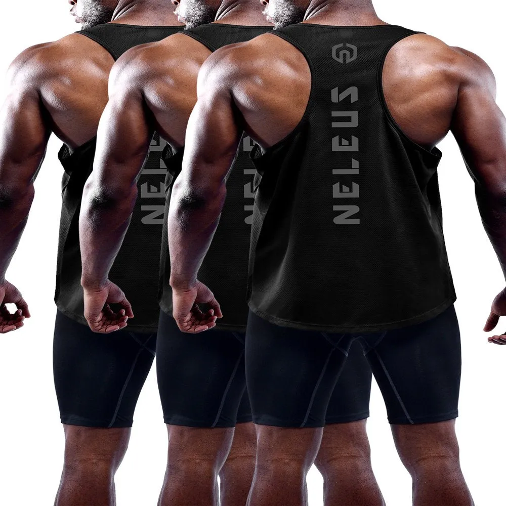 3 Pack Mens Dry Fit Y-Back Muscle Tank Top