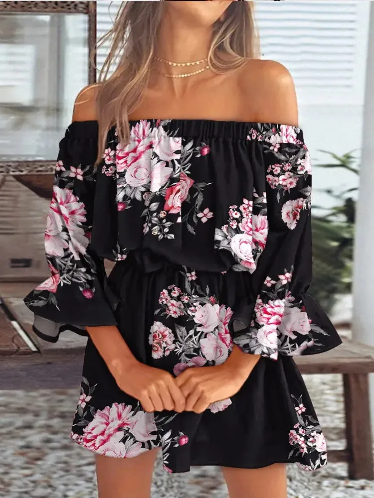 All Summer Long Sexy Off Shoulder Chiffon Beach Dress