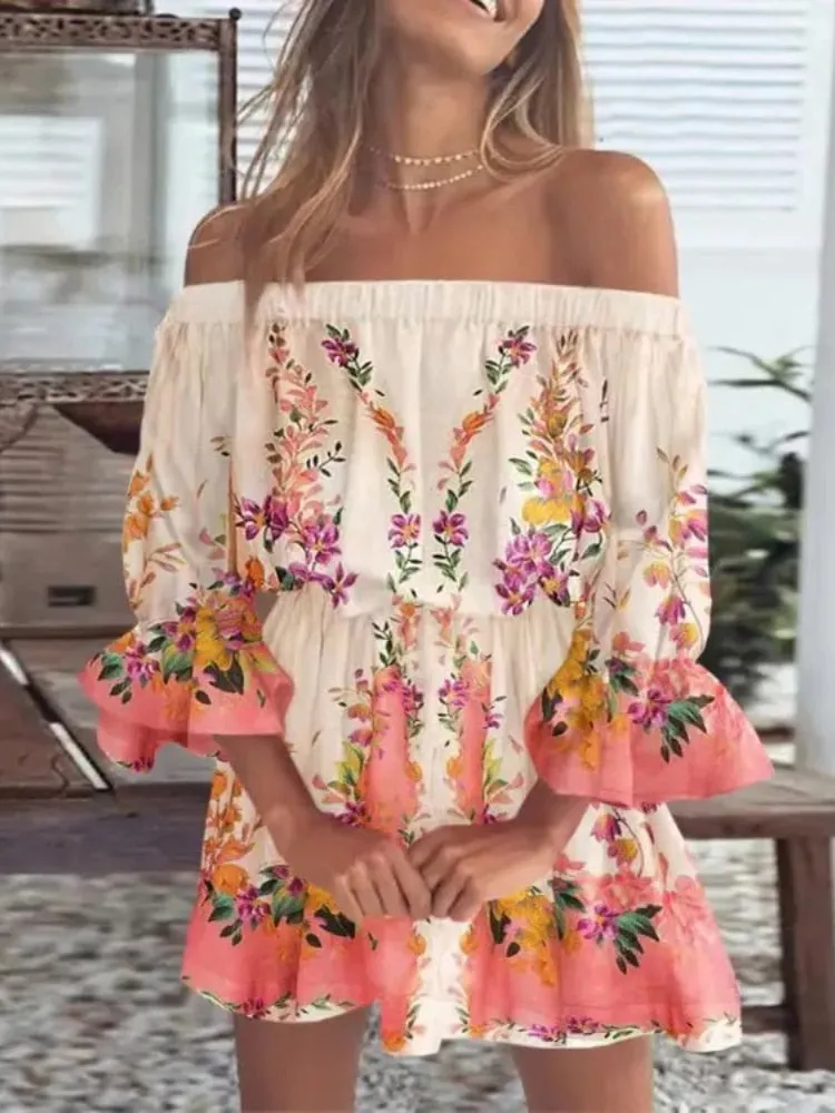 All Summer Long Sexy Off Shoulder Chiffon Beach Dress