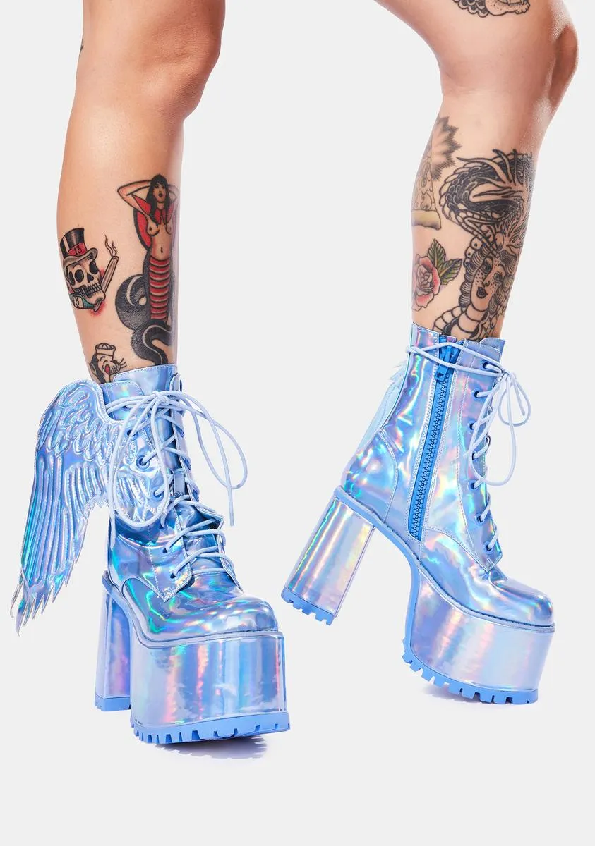 Arctic Angel Holographic Platform Boots