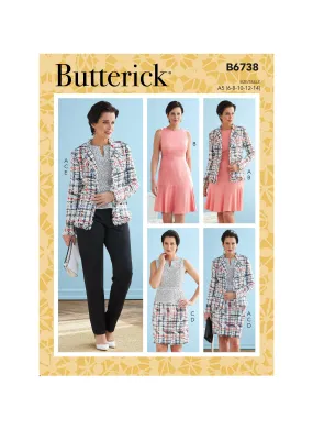 B6738 Misses' Jacket, Dress, Top, Skirt & Pants