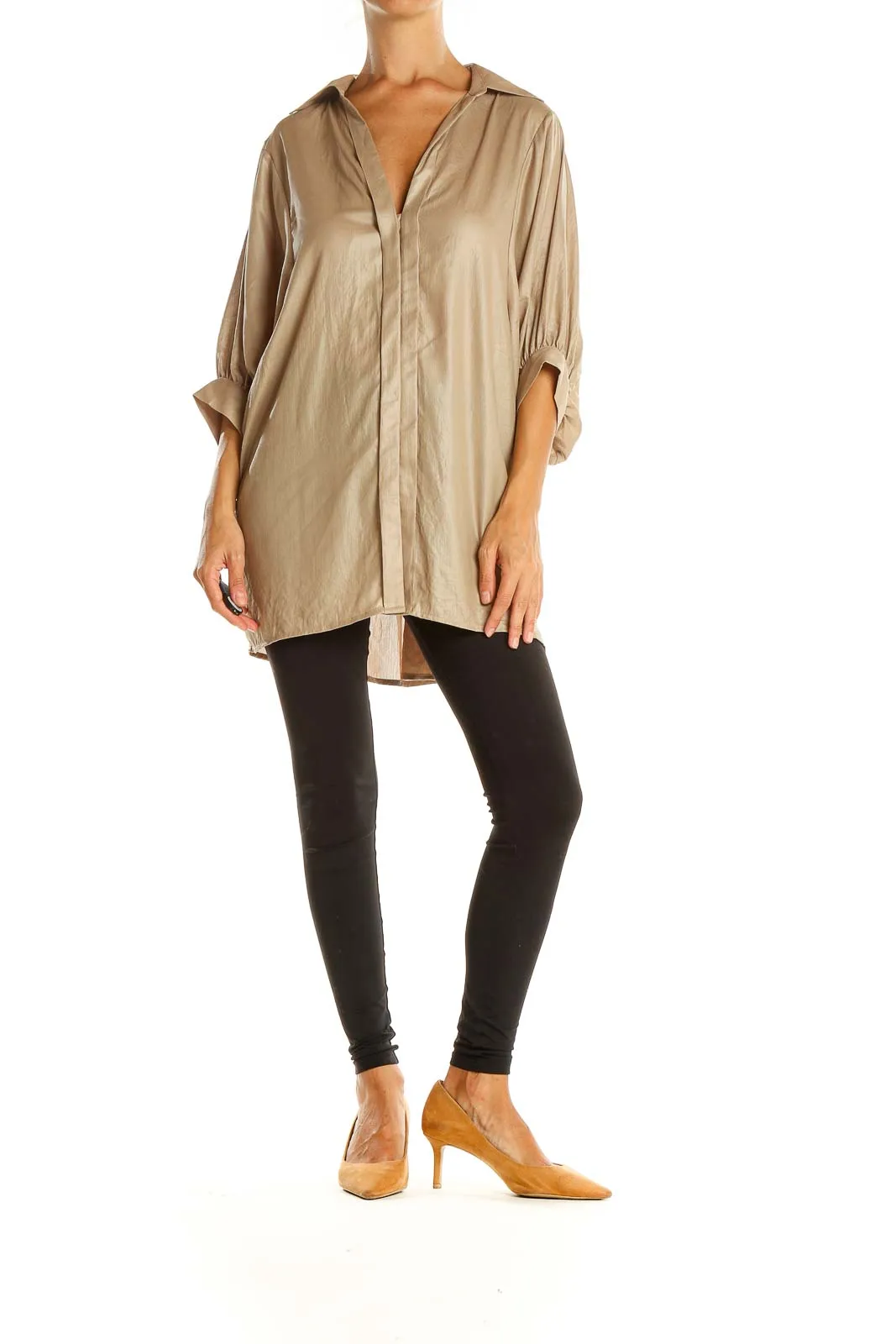 Beige Shimmery All Day Wear Blouse