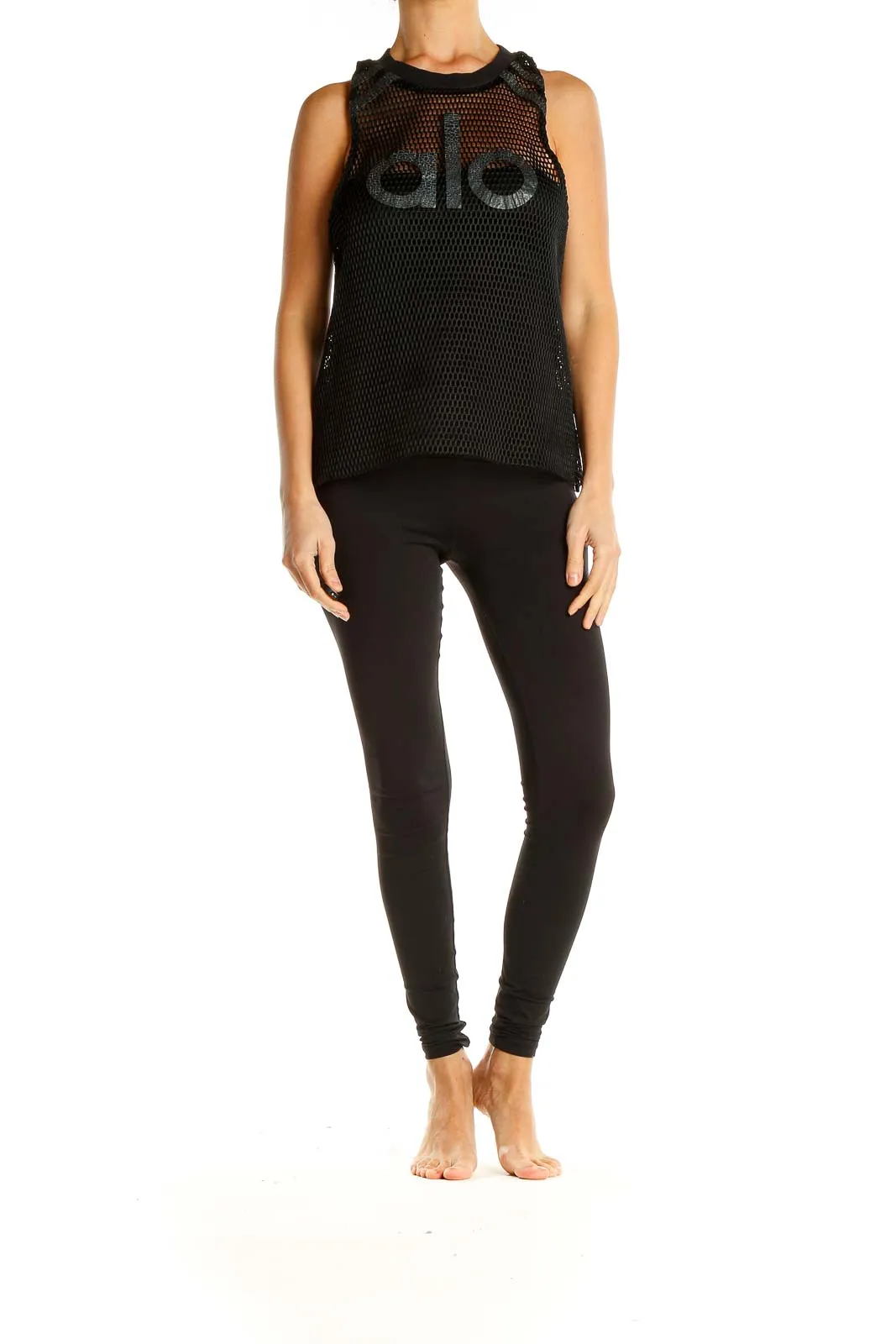 Black Mesh Activewear Tank Top