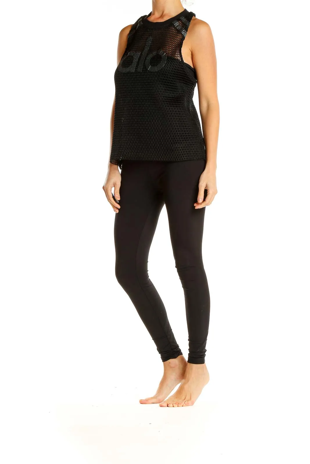 Black Mesh Activewear Tank Top