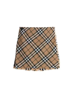 Check Wool Mini Skirt