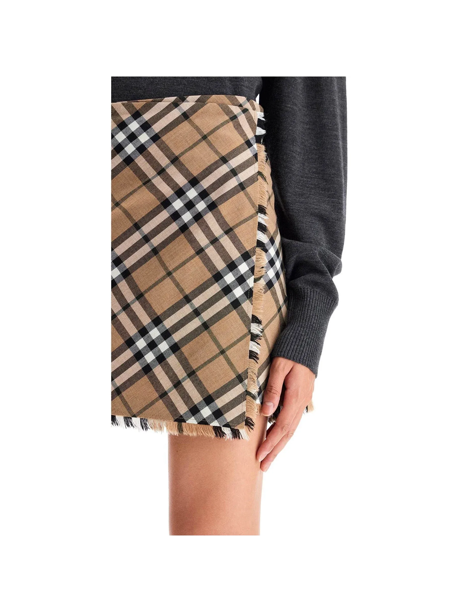 Check Wool Mini Skirt