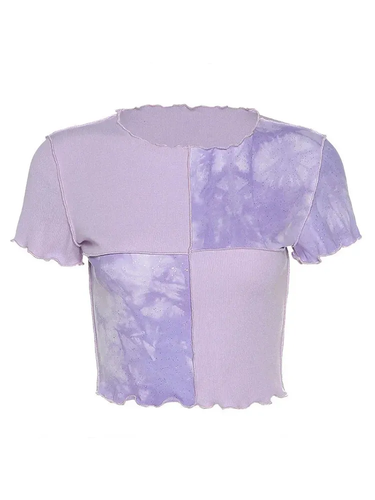 Chic Tie Dye Sequin Crop Top