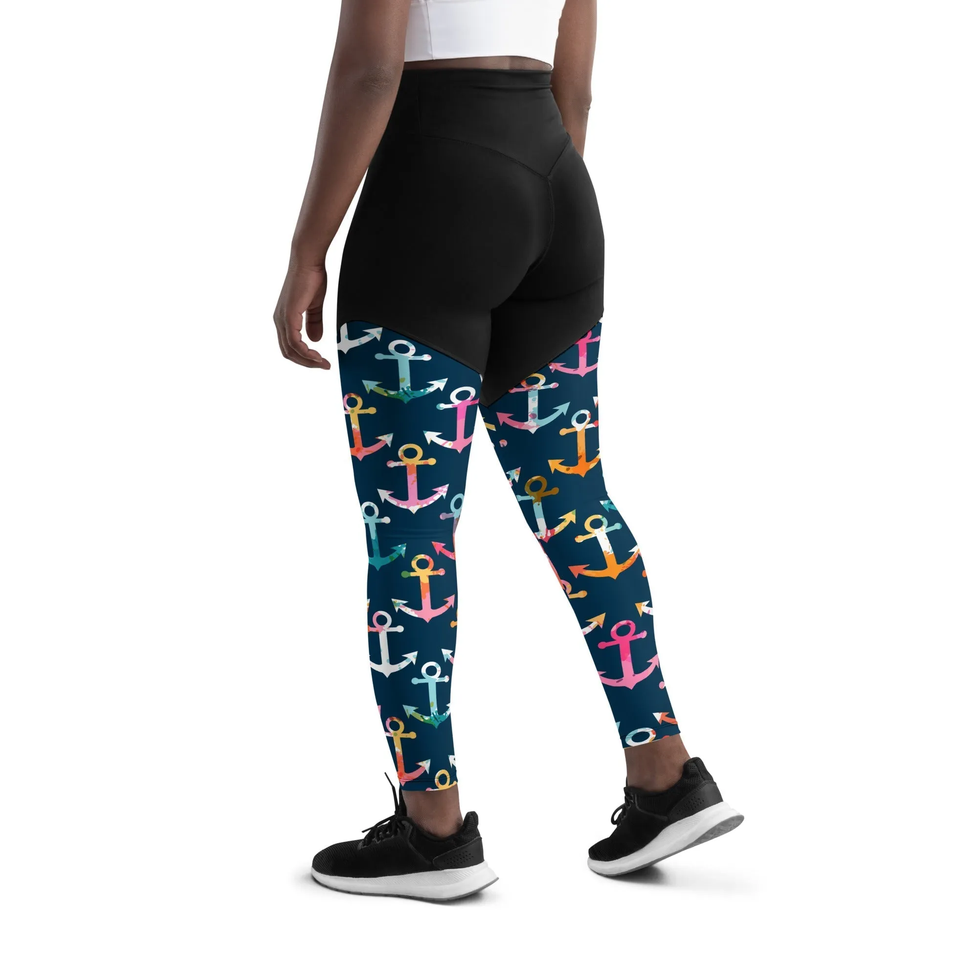 Colorful Anchor Compression Leggings