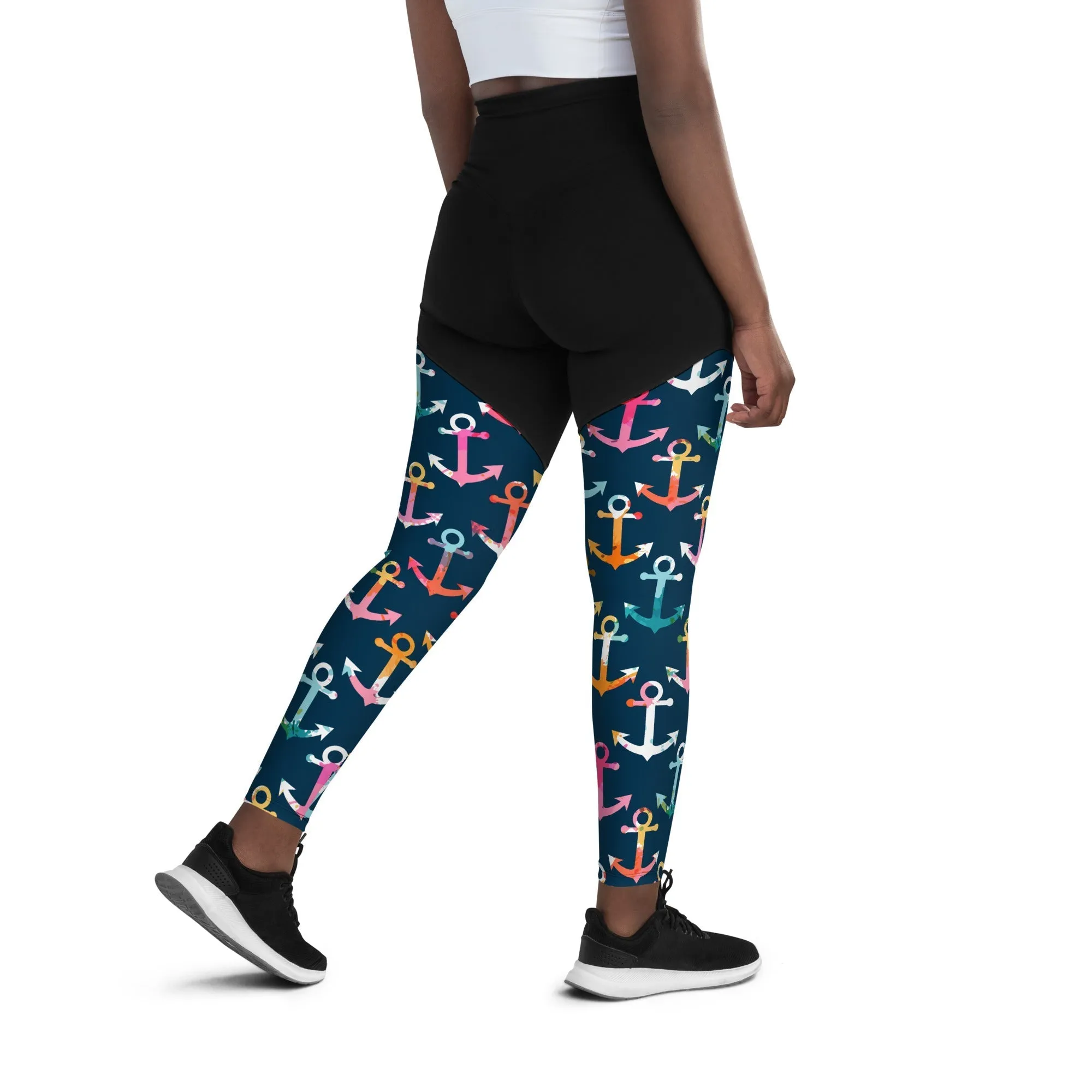 Colorful Anchor Compression Leggings