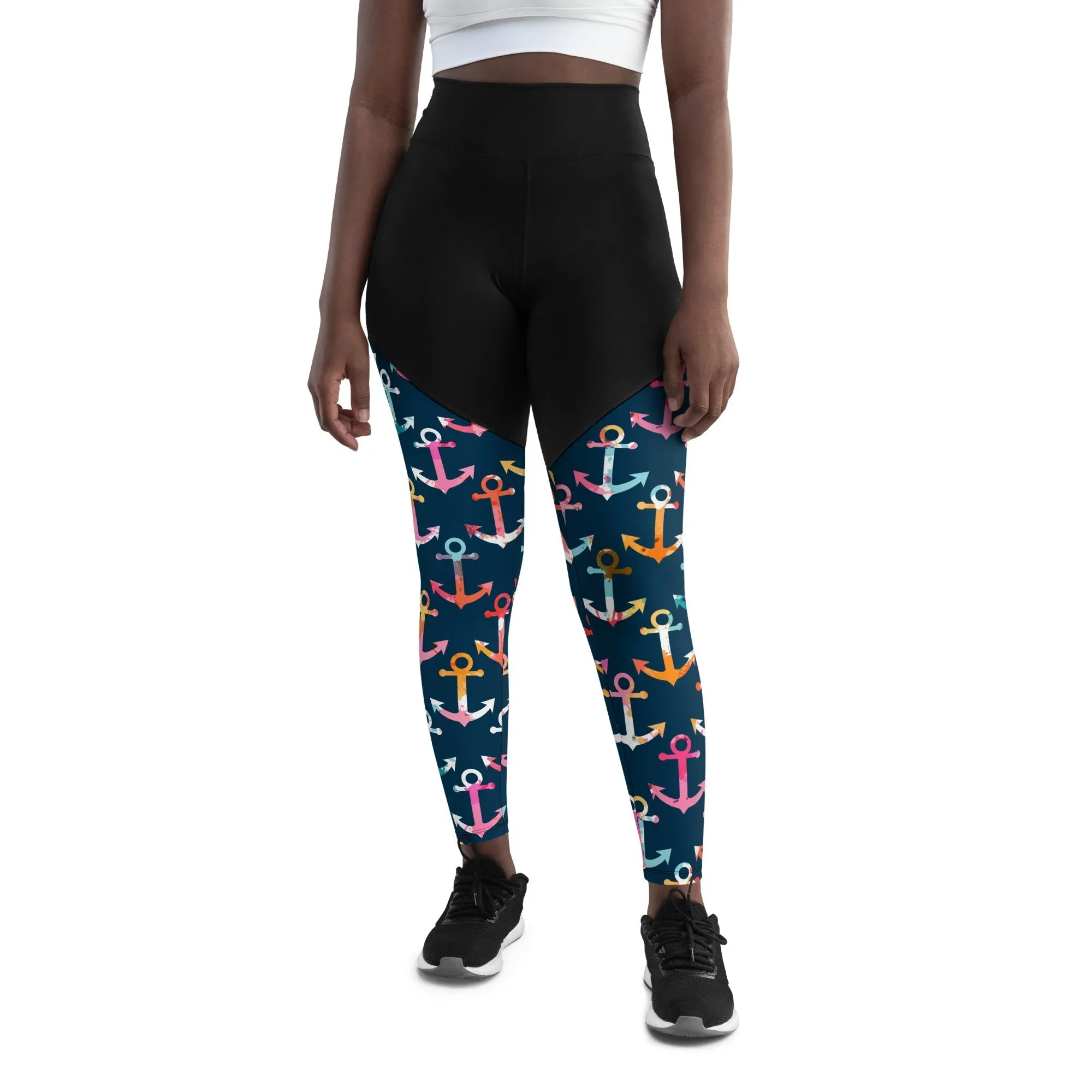 Colorful Anchor Compression Leggings