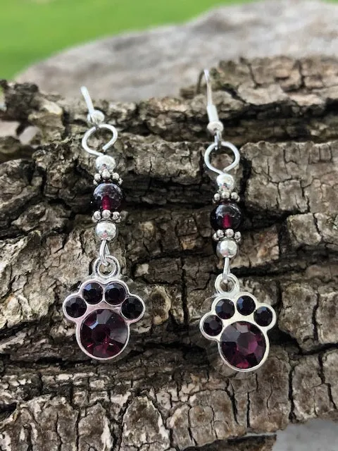 Crystal Paw Earrings