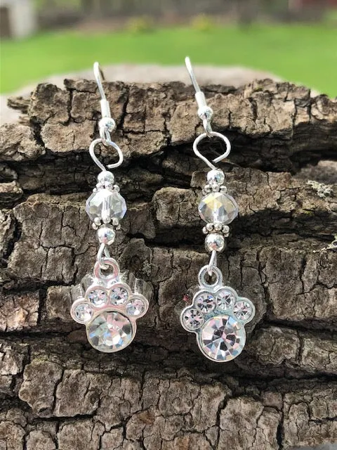 Crystal Paw Earrings