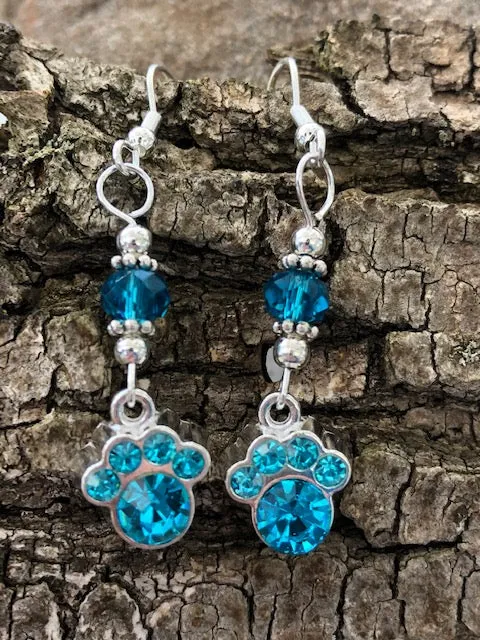 Crystal Paw Earrings