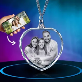 Crystal Photo Necklace, Personalized 2D Photo Crystal Necklace - Carry Precious Memories