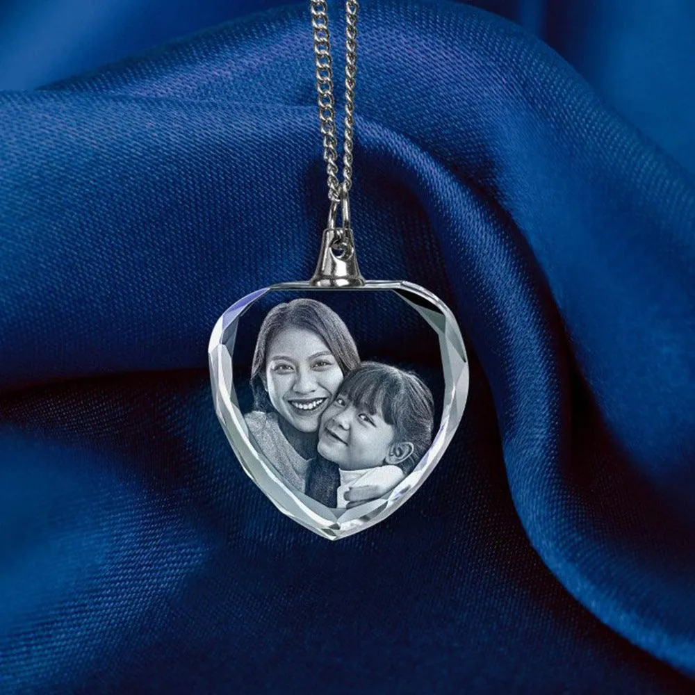 Crystal Photo Necklace, Personalized 2D Photo Crystal Necklace - Carry Precious Memories