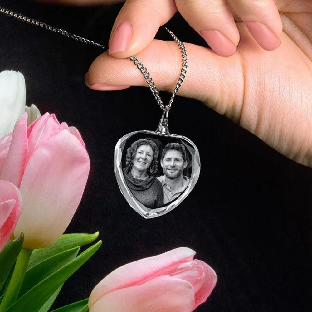 Crystal Photo Necklace, Personalized 2D Photo Crystal Necklace - Carry Precious Memories