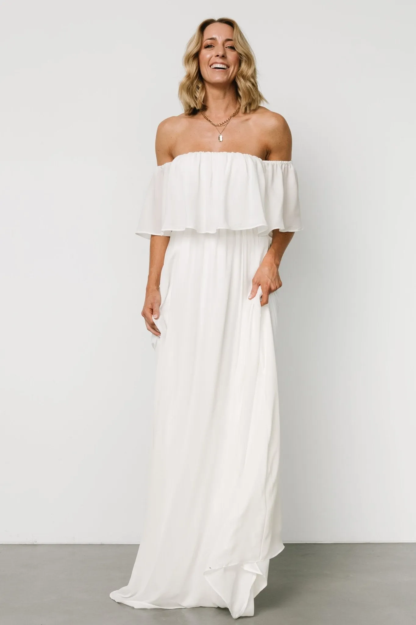 Diana Off Shoulder Maxi Dress | Off White