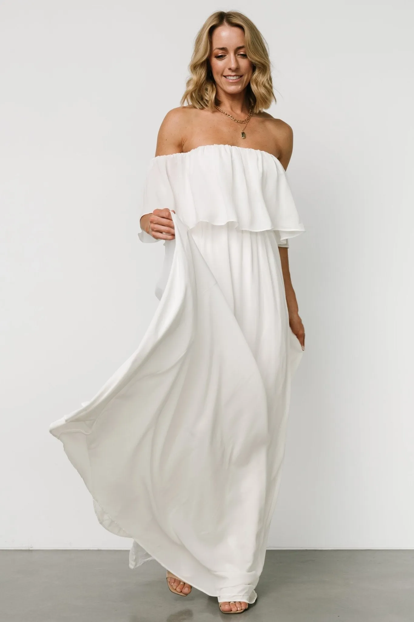 Diana Off Shoulder Maxi Dress | Off White