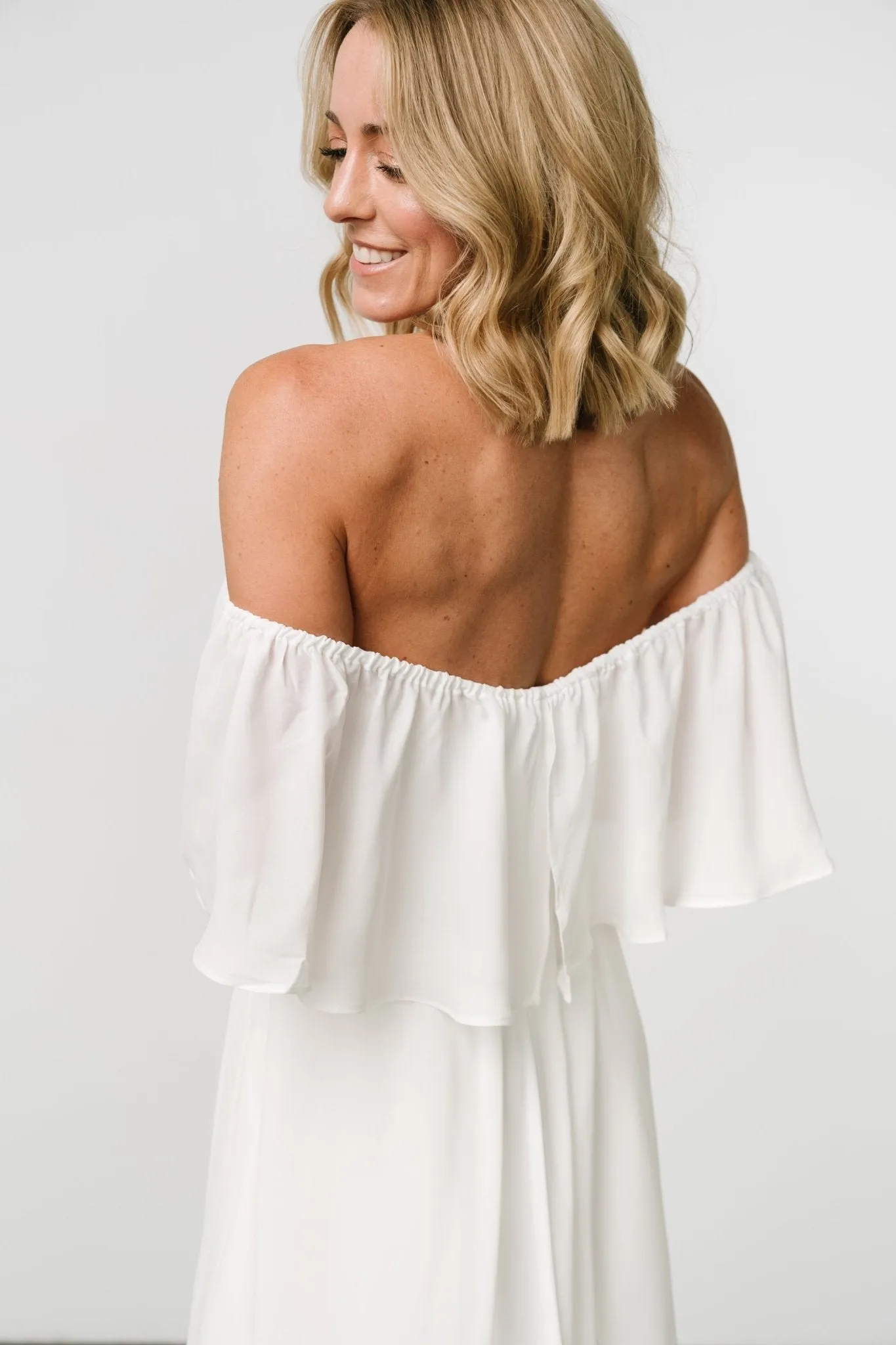 Diana Off Shoulder Maxi Dress | Off White