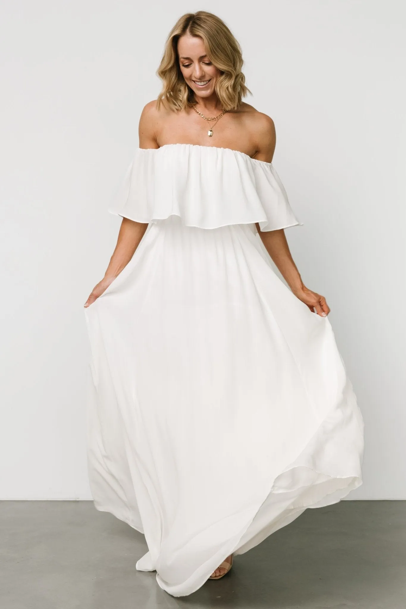 Diana Off Shoulder Maxi Dress | Off White