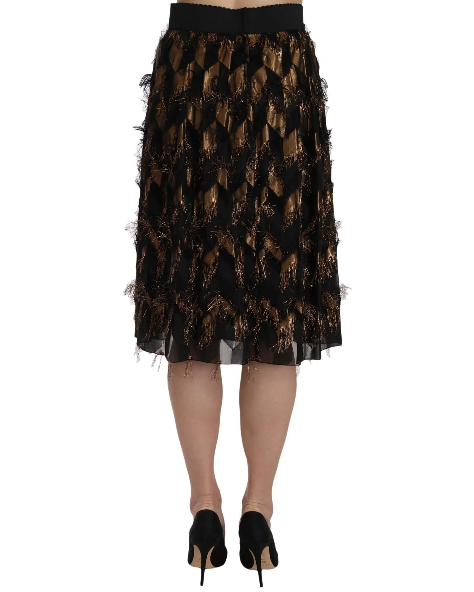 Dolce & Gabbana Black Fringed A-Line Skirt