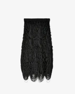 Ferragamo - Women's Silk-Weaved Fringes Skirt - (Black)