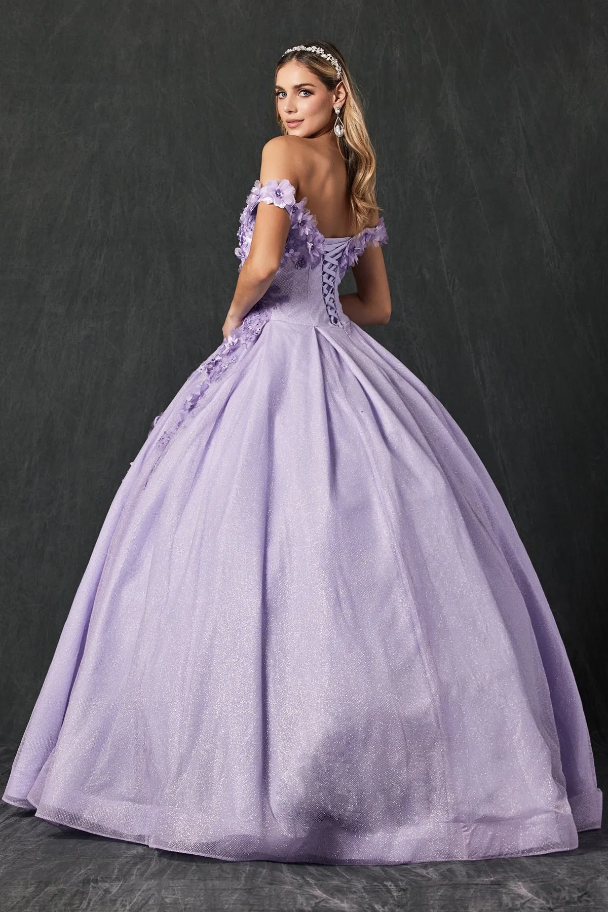 Floral Lace Illusion Sweetheart Ball Gown with 3D Floral Applique | Long Evening Prom Gown