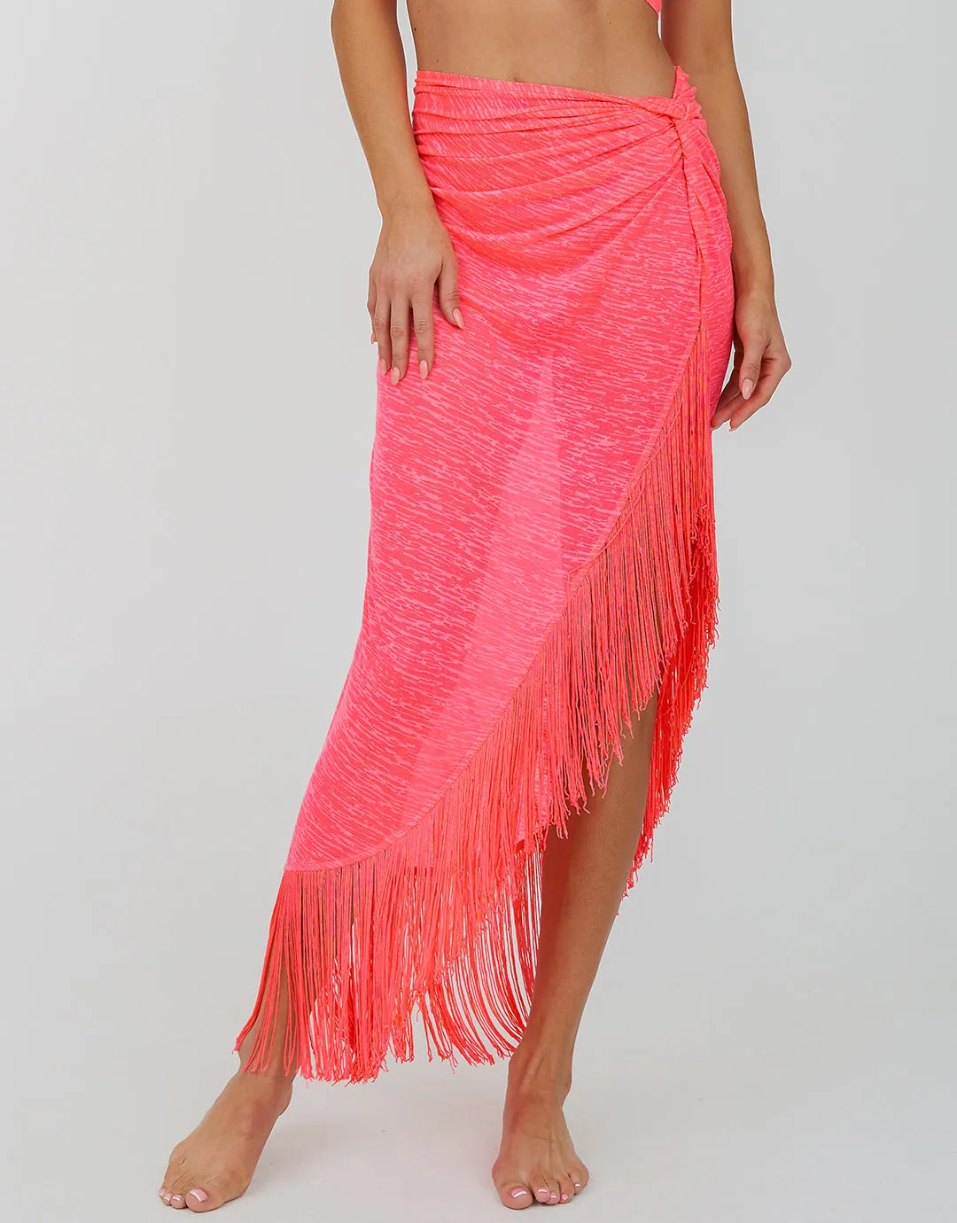 Fringed Sarong Skirt - Hot Pink