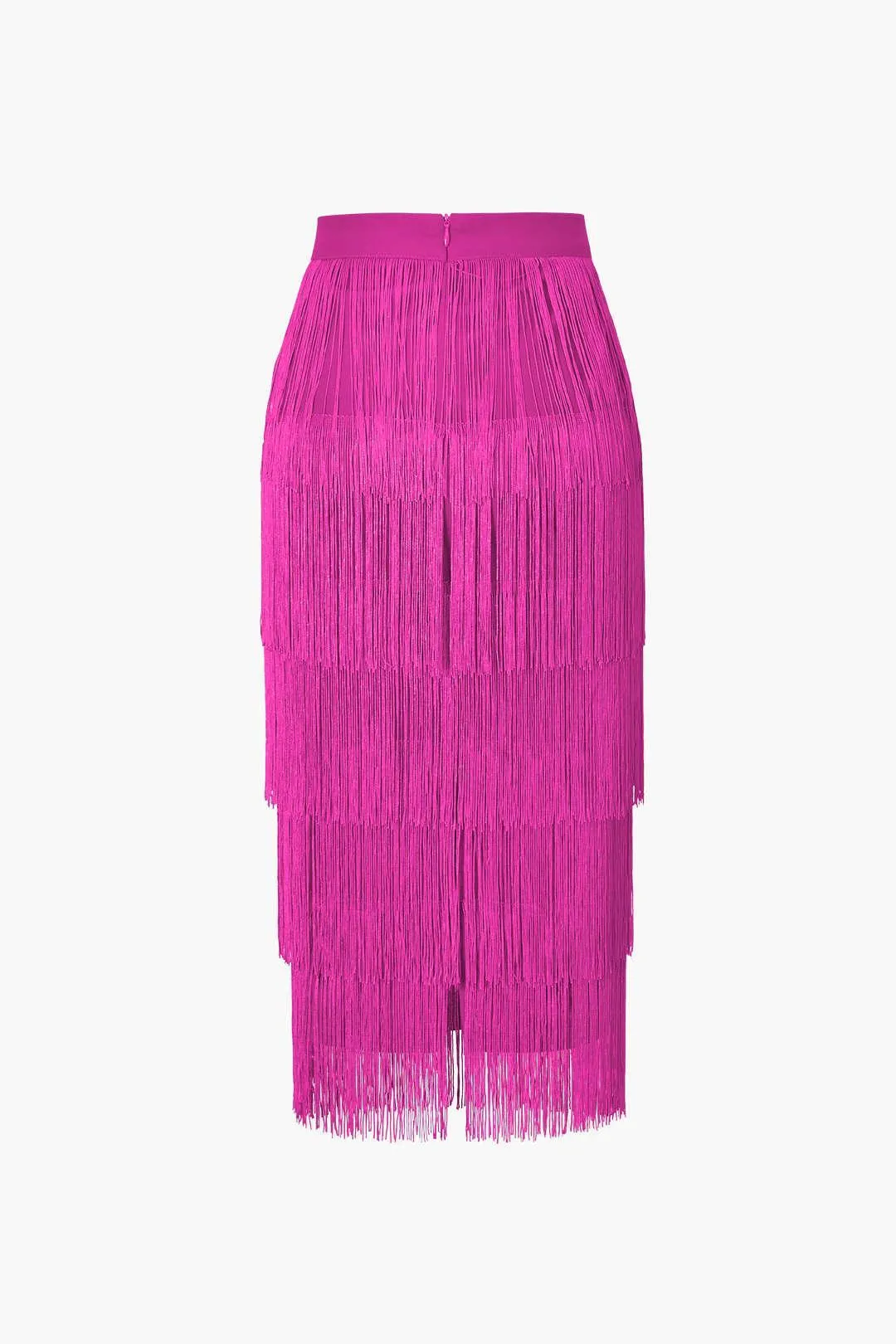 Fringed Tiered Midi Skirt