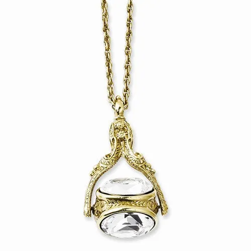 Gold-tone Clear Crystal Spinning Pendant