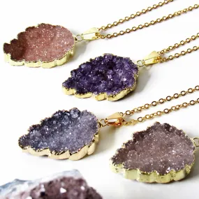 Golden Leaf Druzy Necklaces