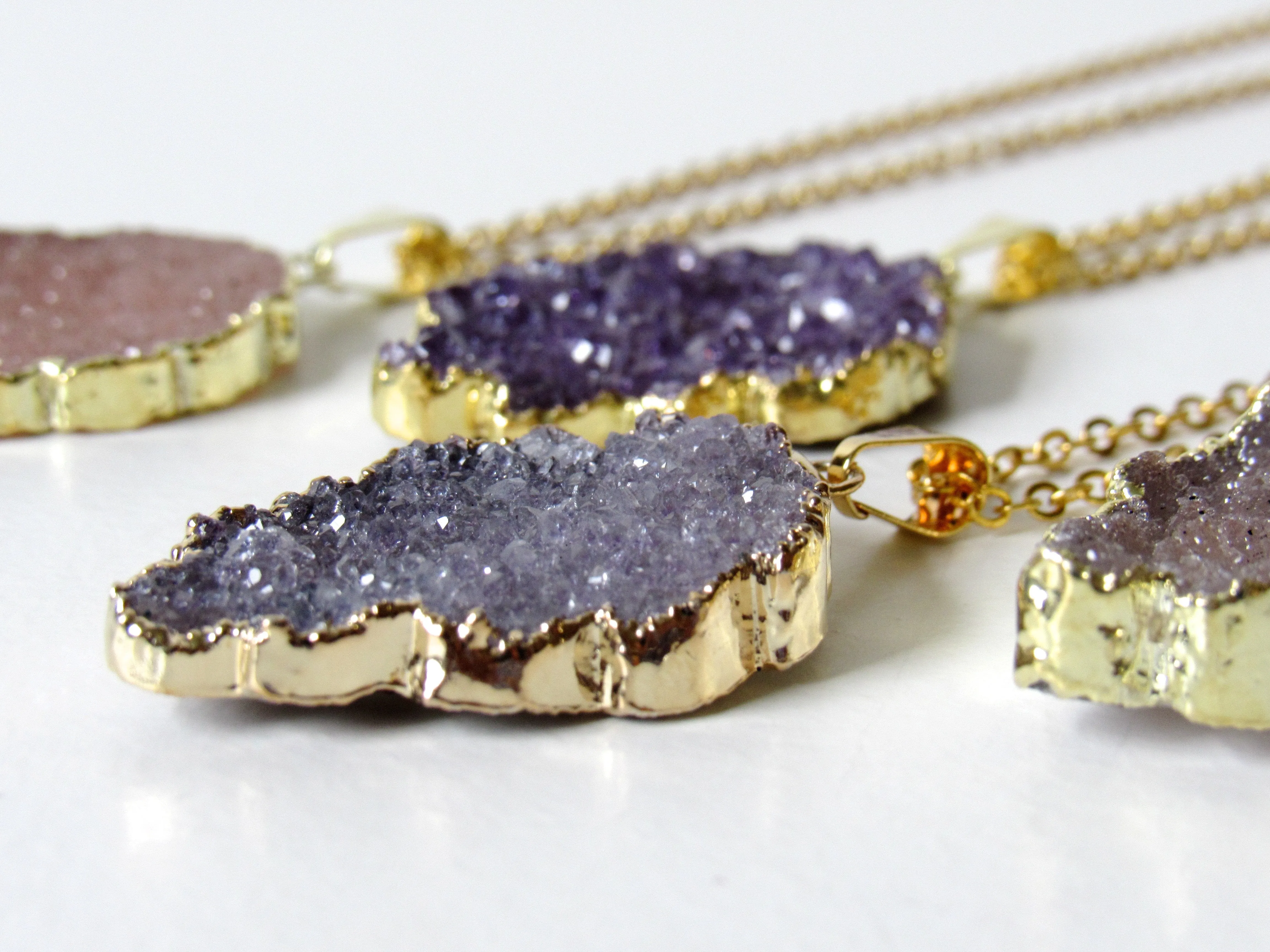 Golden Leaf Druzy Necklaces