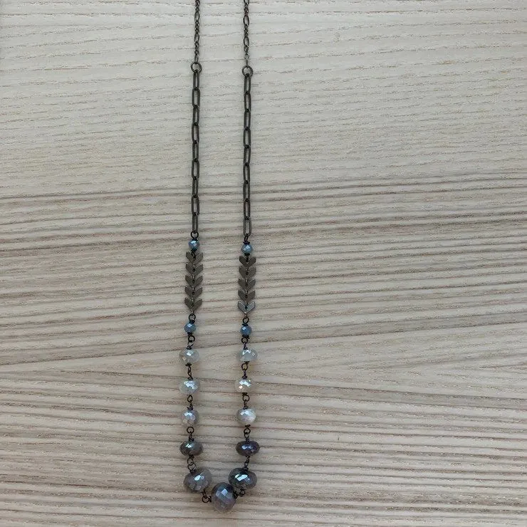 Gunmetal Wire Wrap Long Necklace