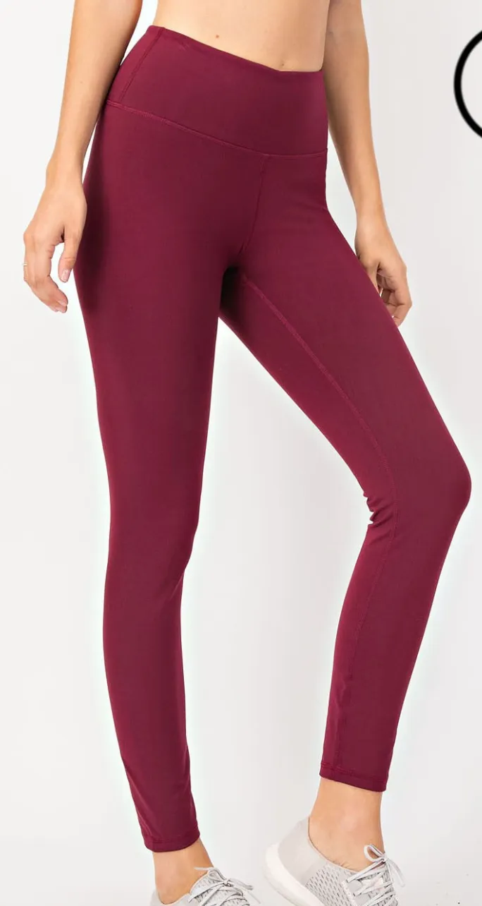 #H208 Banding Together Leggings (Burgundy) - 6140