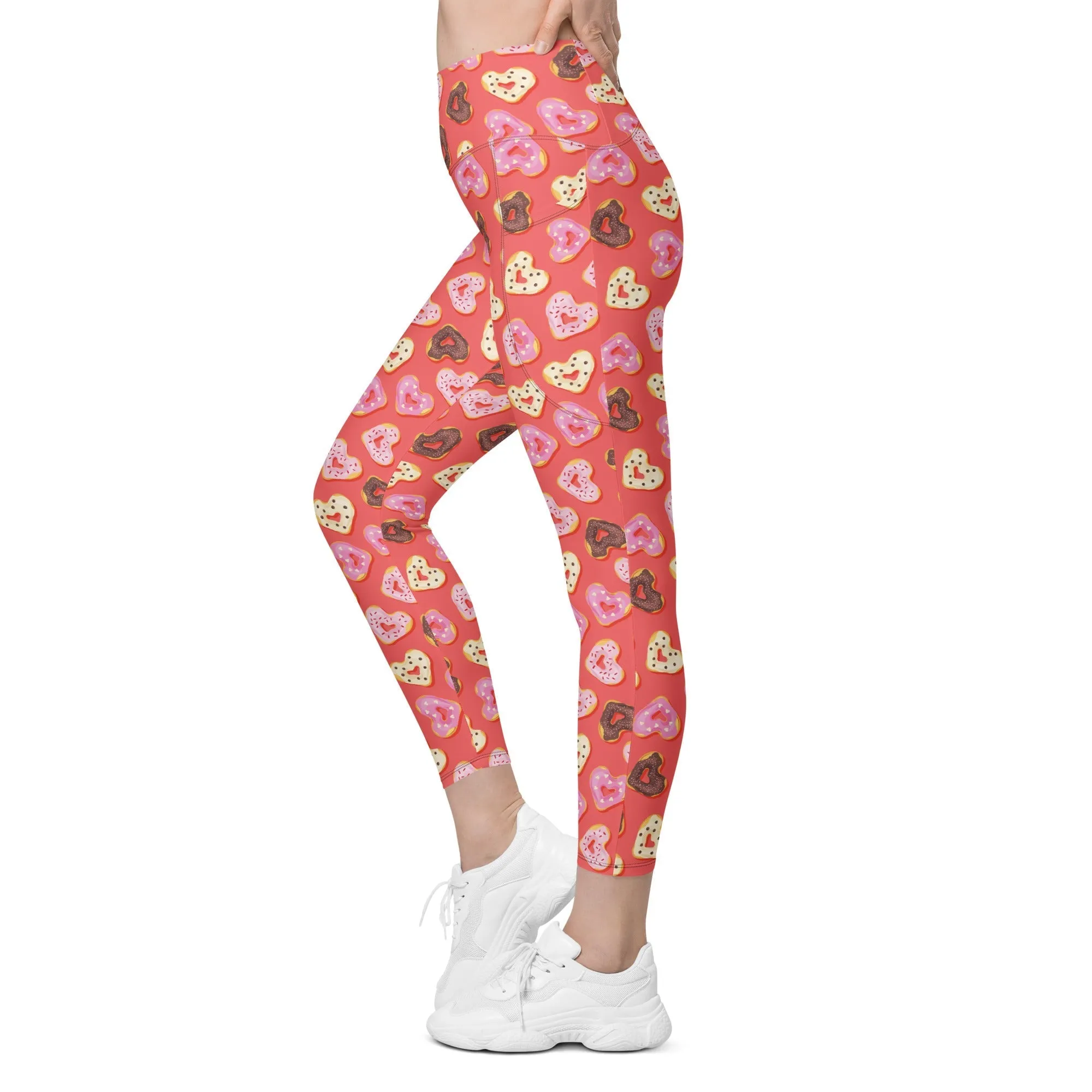 Heart Doughnuts Leggings With Pockets