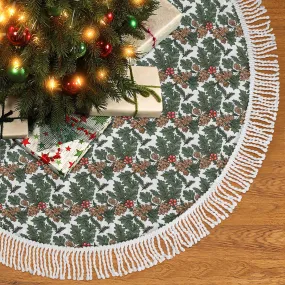 Holly Pine Fringed Christmas Tree Skirts