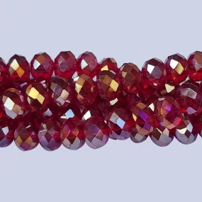 Jewelry Making Crystal Fire polished imported Glass beads Rondelle AB Shape Red Color Transparent 8mm Size Approximately  72 Beads in a string