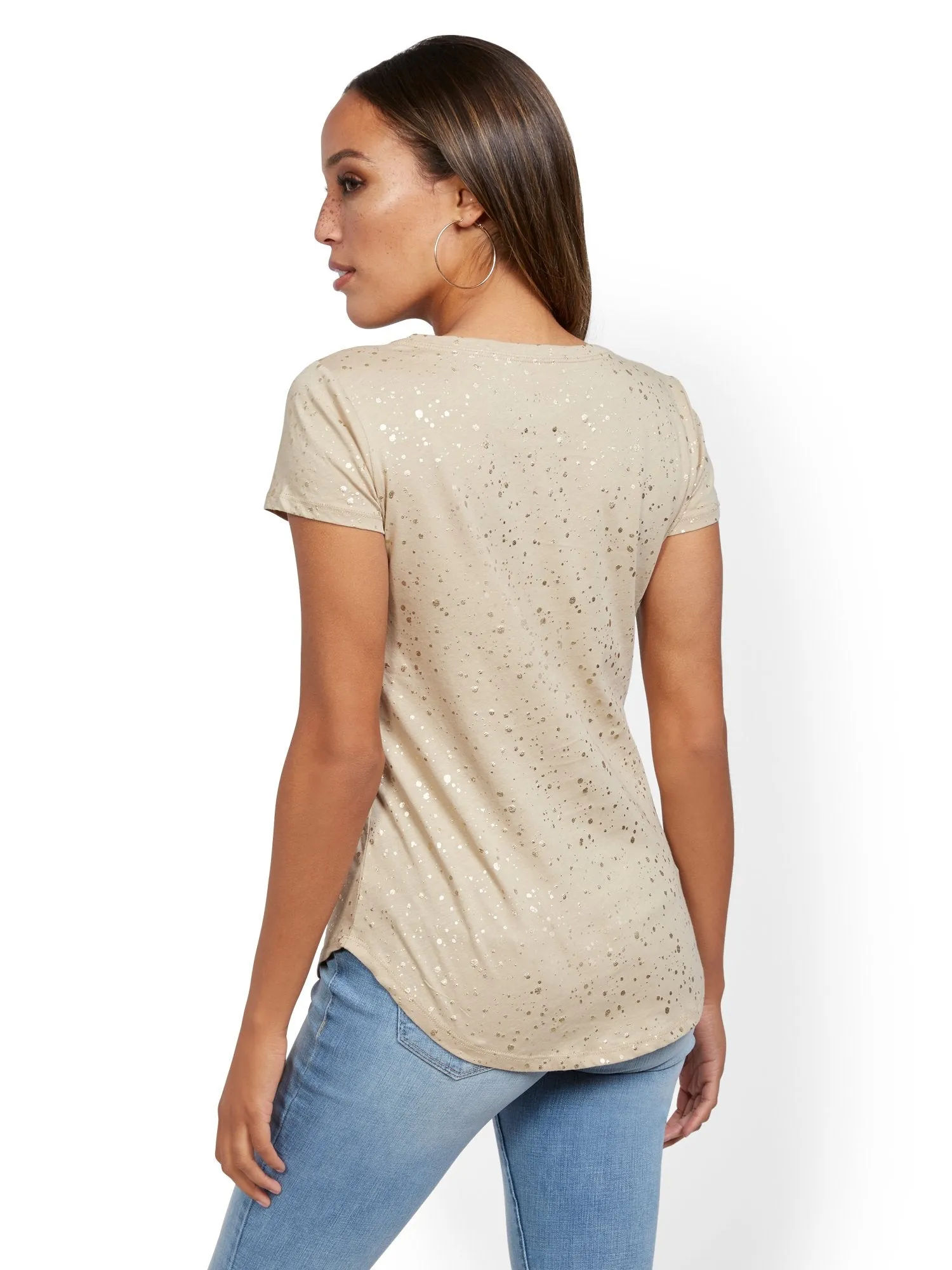 Khaki Metallic-Foil Splatter Perfect Tee