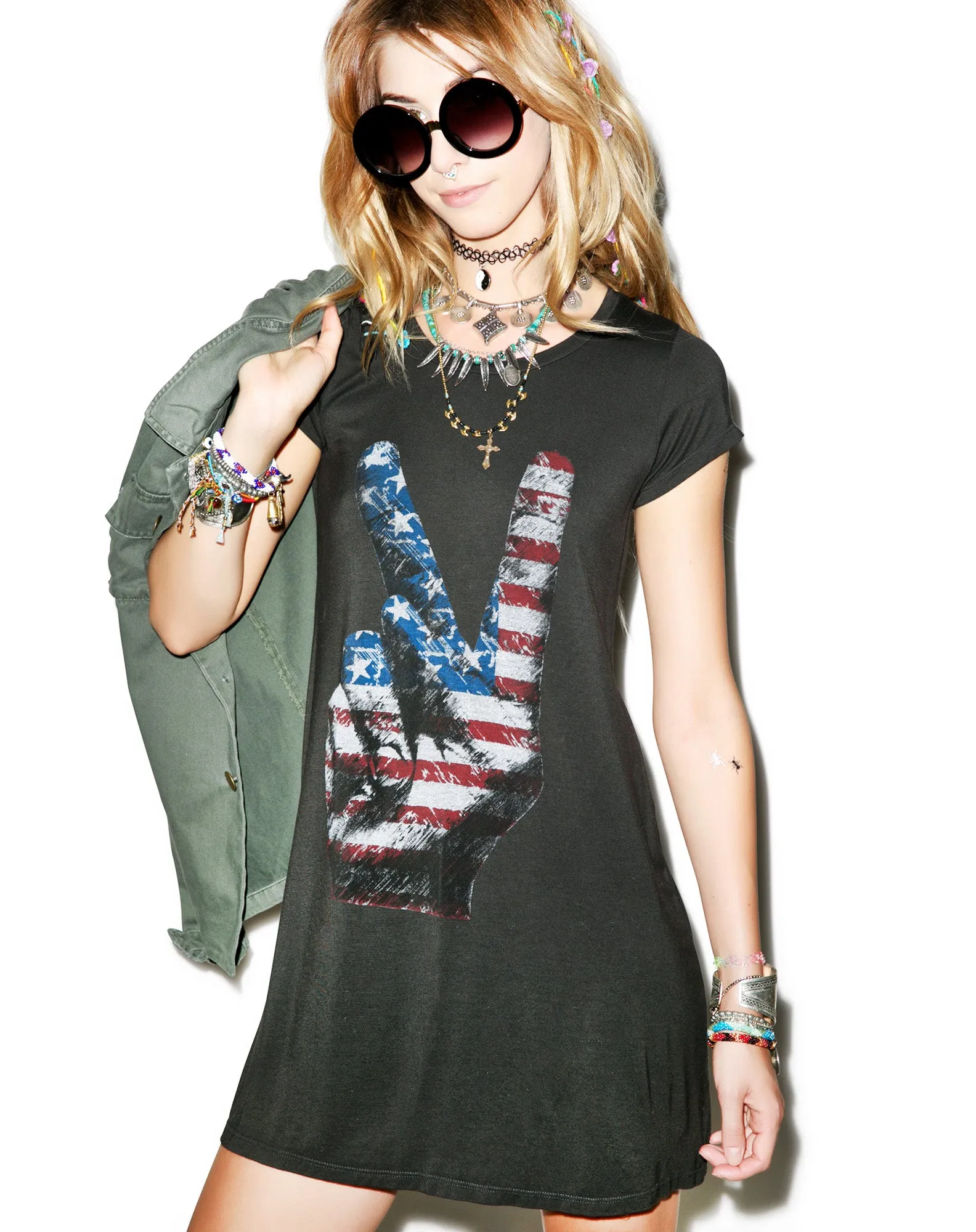 Lana Flag Hand Mini T-Shirt Dress