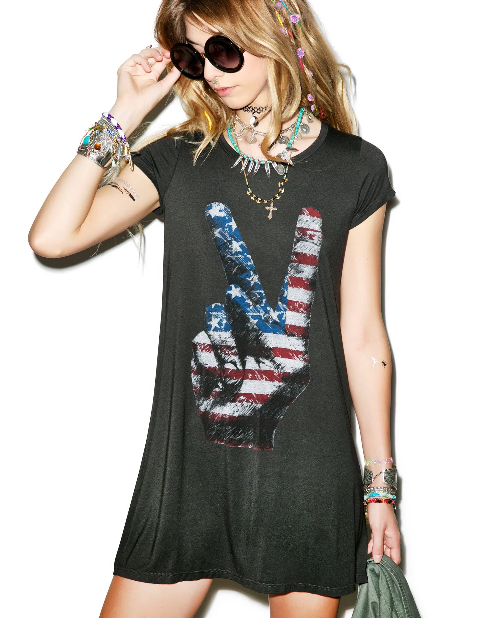 Lana Flag Hand Mini T-Shirt Dress