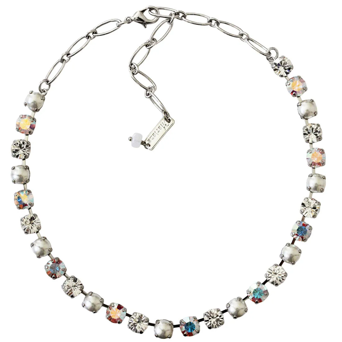 Mariana "Crystal Pearls" Rhodium Plated Must-Have Everyday Crystal Necklace, 3252 M48001ro