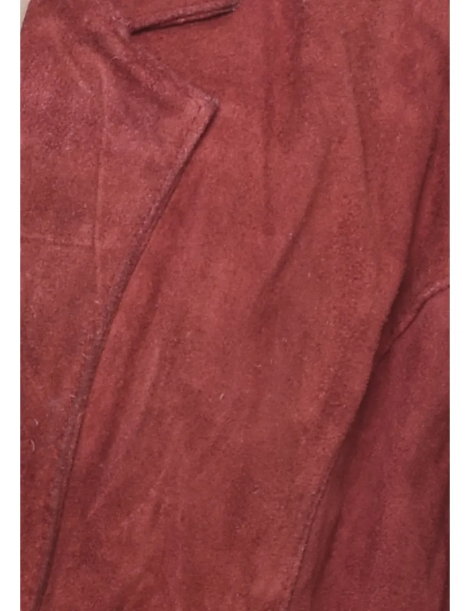 Maroon Suede Fringed Jacket - L