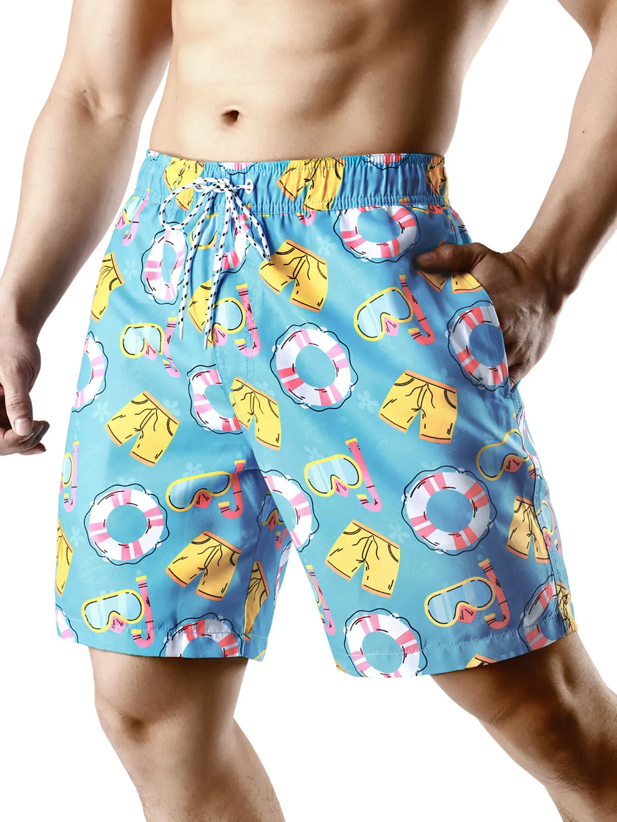 Men's Summer Funny Print Beach Quick Dry Swimming Trunks