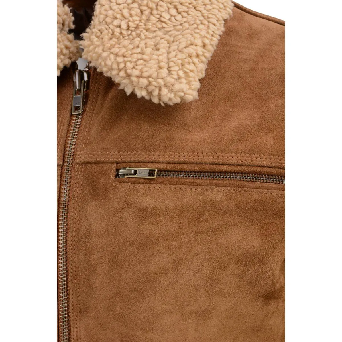 Milwaukee Leather Vintage SFM1818 Men's Classic Beige Suede Leather Fashion Coat Jacket w/ Front Zipper Closure