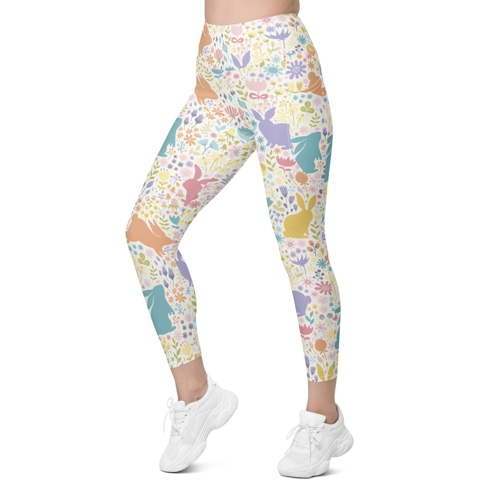 Pastel Easter Garden Leggings With Pockets