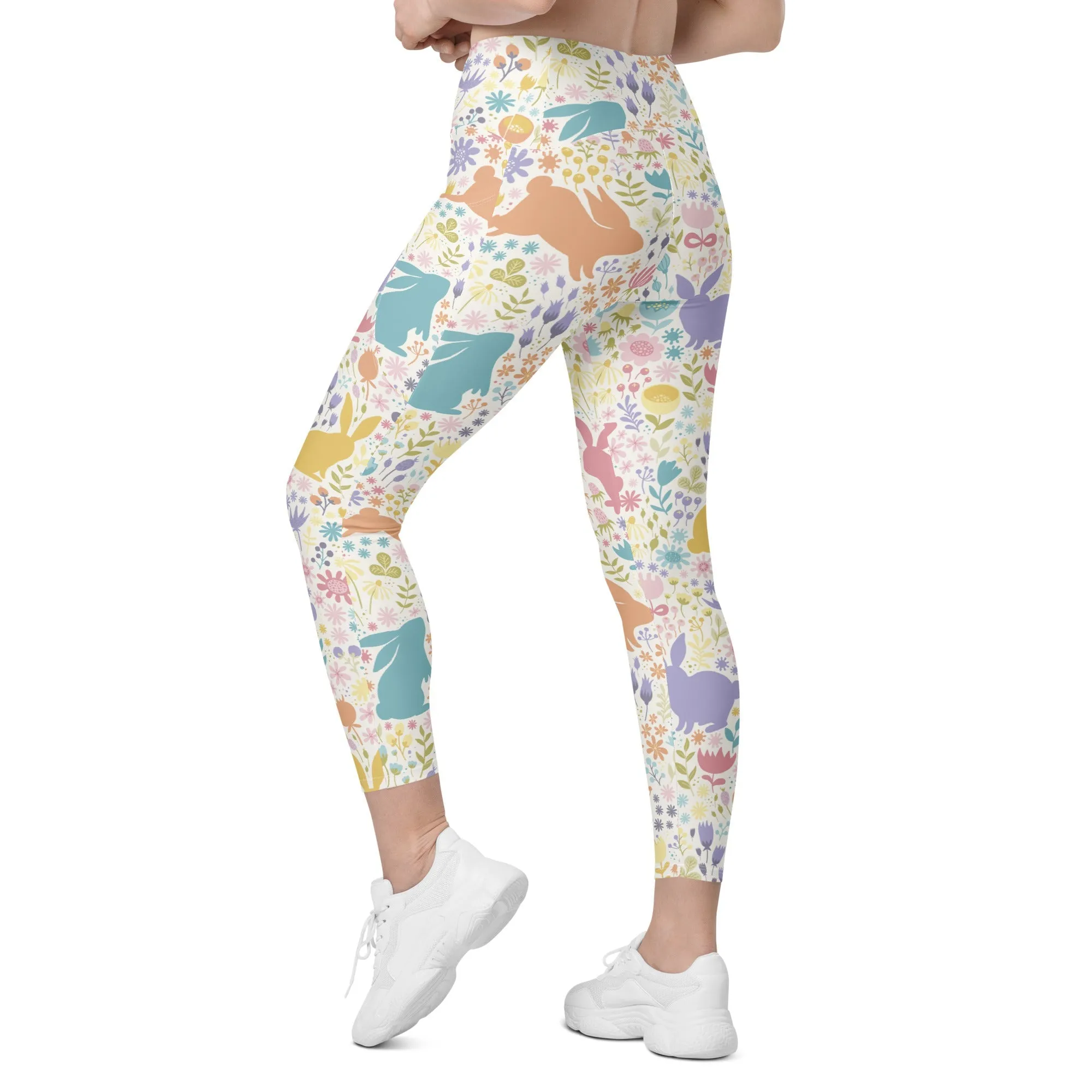 Pastel Easter Garden Leggings With Pockets