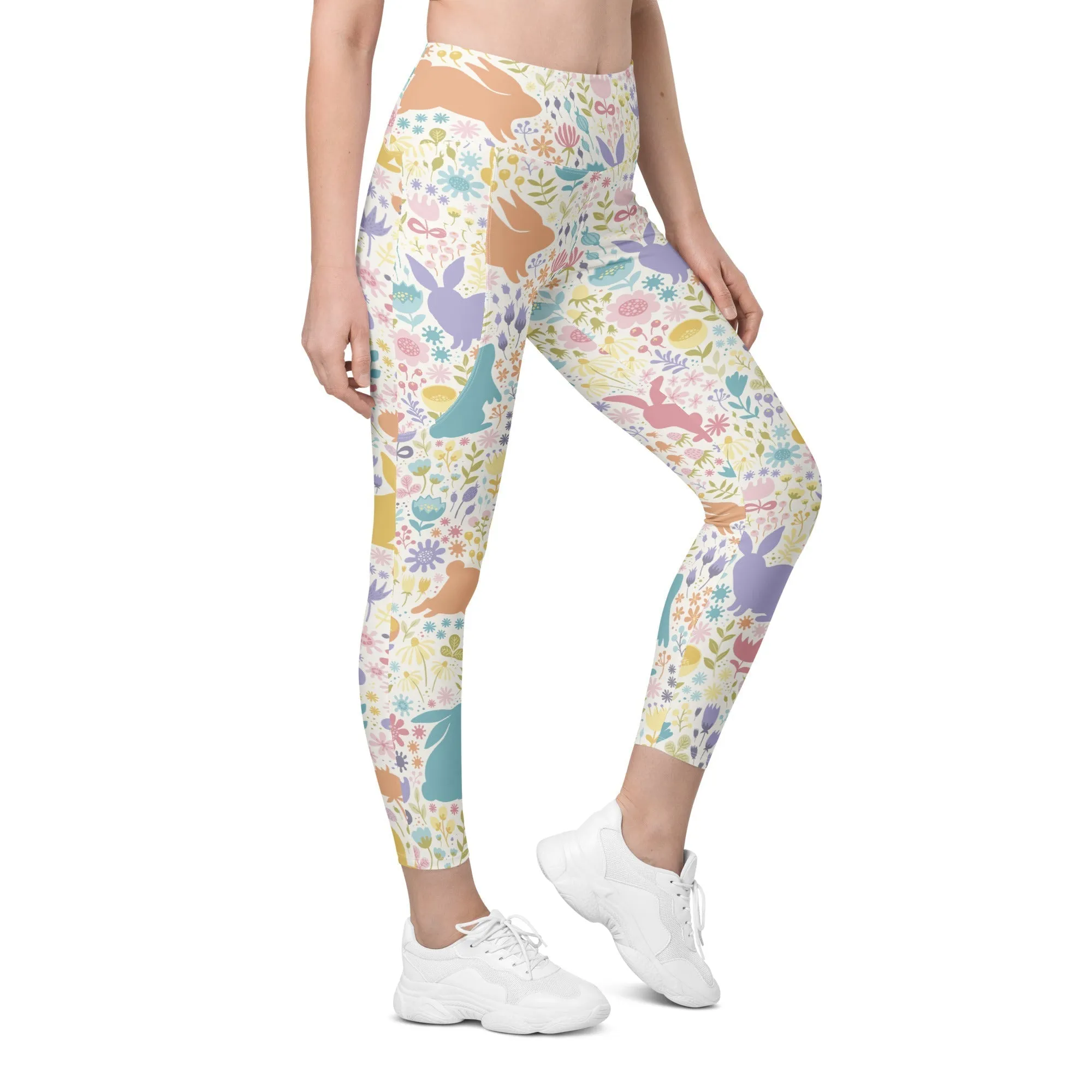 Pastel Easter Garden Leggings With Pockets