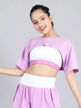 Purple Bust Cut Sports Crop Top | Activewear