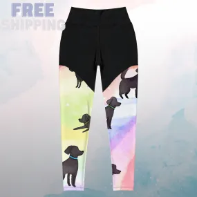 Rainbows and Abstract Puppies Athletic Compression Leggings