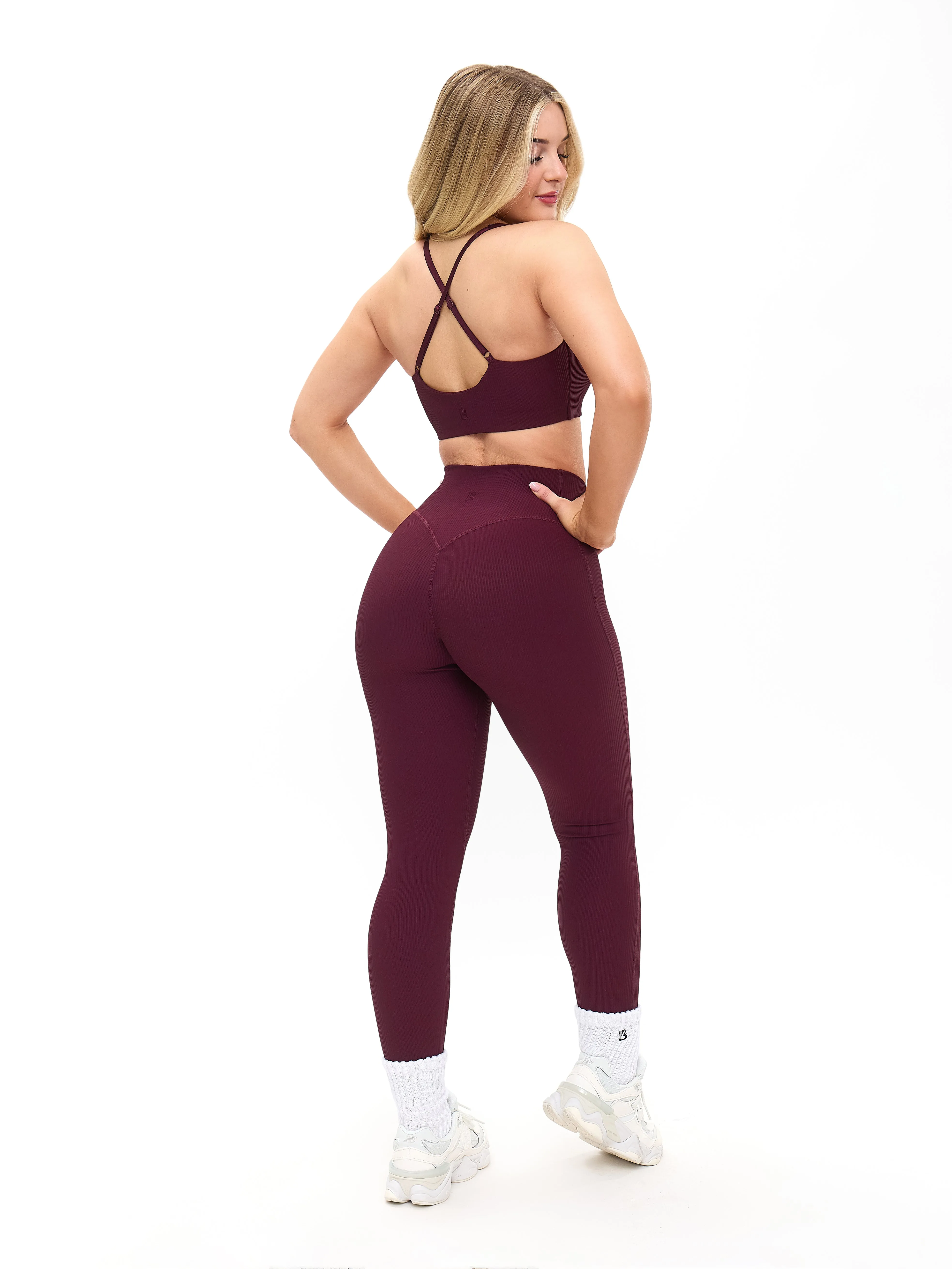 Ribbed Cross Waist Legging - Venom